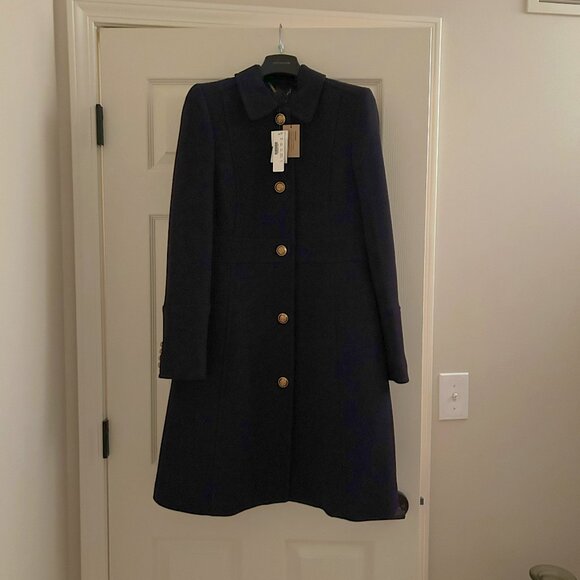 J.Crew NWT Lady Day Coat Dark Navy with Gold Buttons Size 8